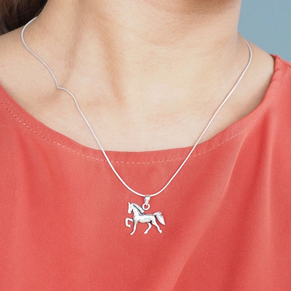 Sterling silver Horse Necklace, Horse Charm Pendants, Horse Lover, Equestrian Necklace, Running Horse