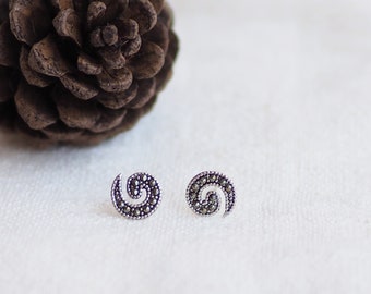 Spiral Marcasite Earrings, Vintage Earrings, Sterling silver Earrings / SD67