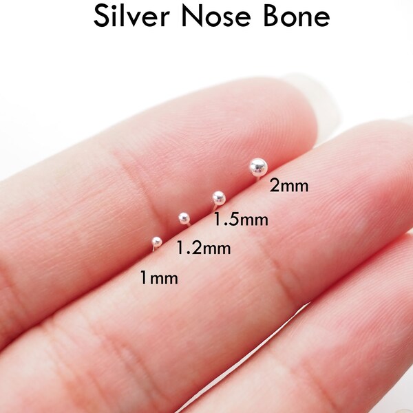 2 Stück / 1-2 mm Tiny Ball Nose Bone Stud Dot Nasenstecker Zierlicher Nasenschmuck Minimalistisch 24G /Z43-6