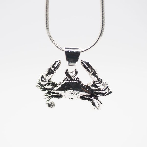Sterling silver 3D Crab Necklace, Crab Pendant, cancer zodiac Necklace, Gift idea, Christmas gift