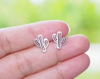 Sterling silver Cactus stud Earrings, Plant earrings, Cowboy Western Desert Earrings, Gift for her / SK124