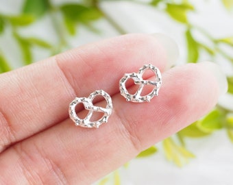 Sterling silver Pretzel stud Earrings, Food Earrings, Cute Earrings, Gift for children / SD75