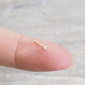 2 pieces / 2 mm Gold plated CZ Nose Bone Stud, Tiny CZ nose stud, Dainty Nose jewelry, Tiny nose stud, Body Jewelry / Z29