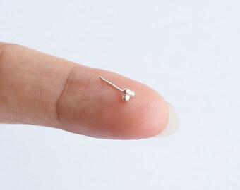 2.5 mm Trinity Dot Nose Stud, Dot ball Fish tail nose stud, Dainty Nose jewelry, 22G, Bend it yourself