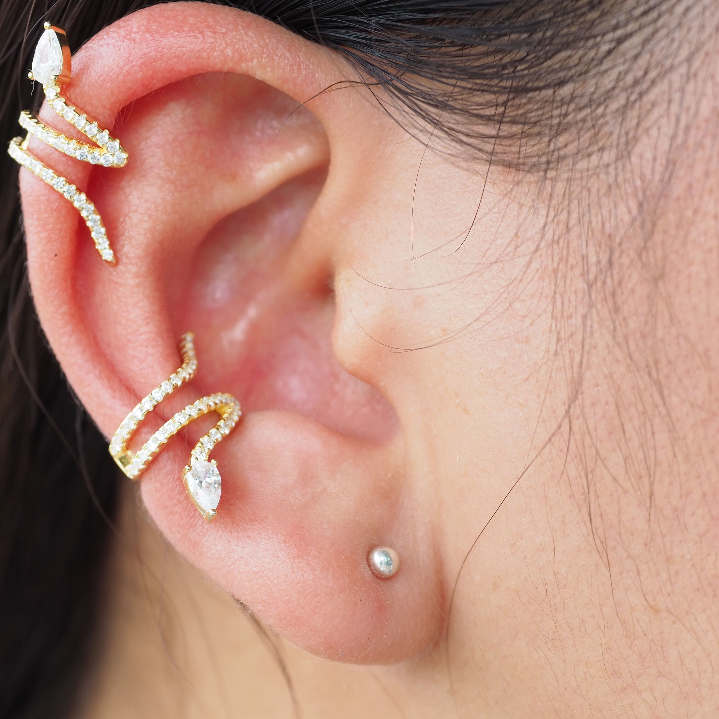 A Pair of Serpent CZ Ear cuff Snake Ear cuff Earrings Non Etsy