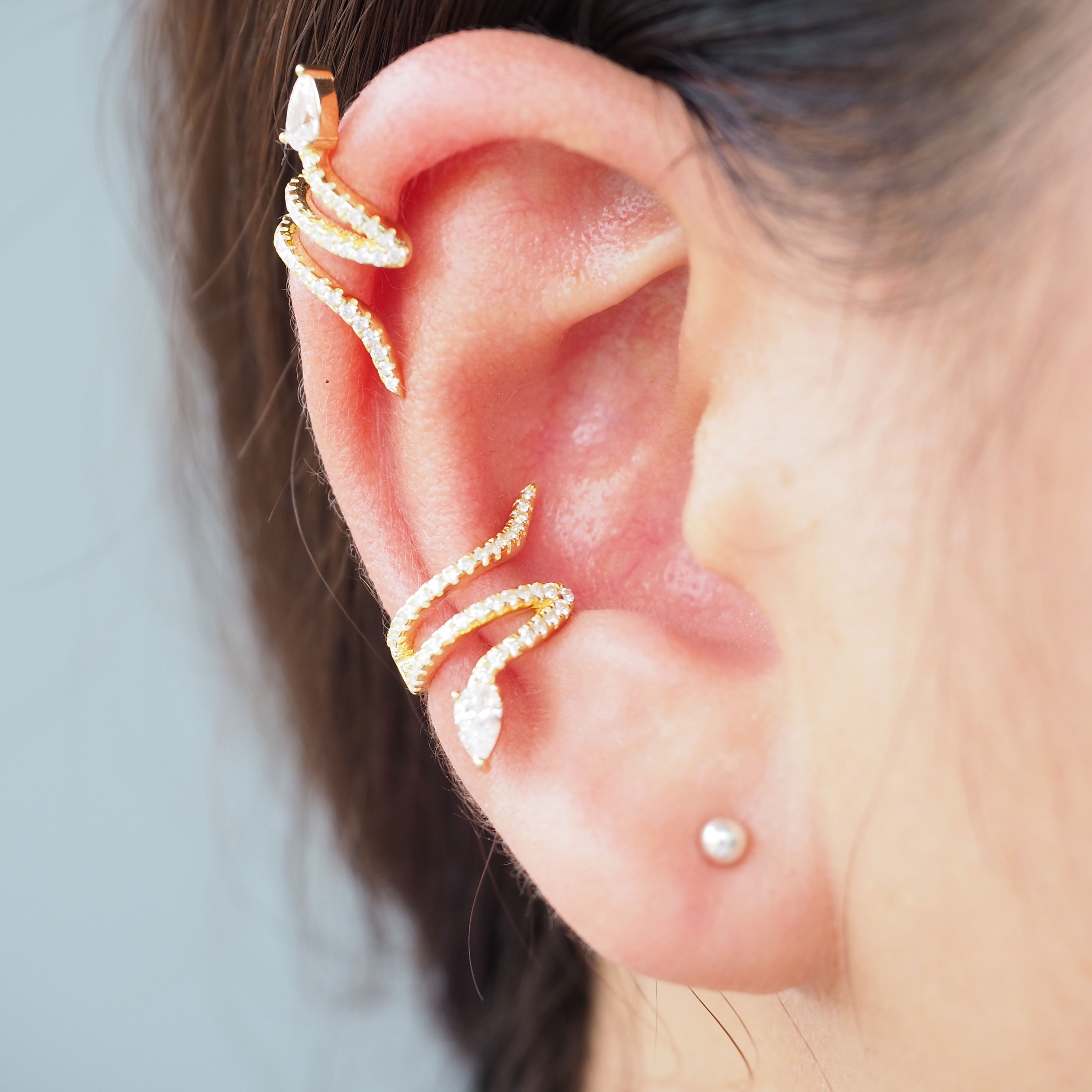 A Pair of Serpent CZ Ear Cuff Snake Ear Cuff Earrings Non Etsy Australia