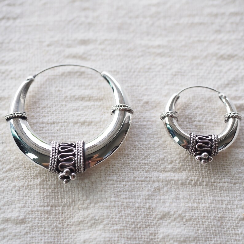 Large Bali Hoop Earrings Boho Hoop Earrings Oxidized Bali Etsy