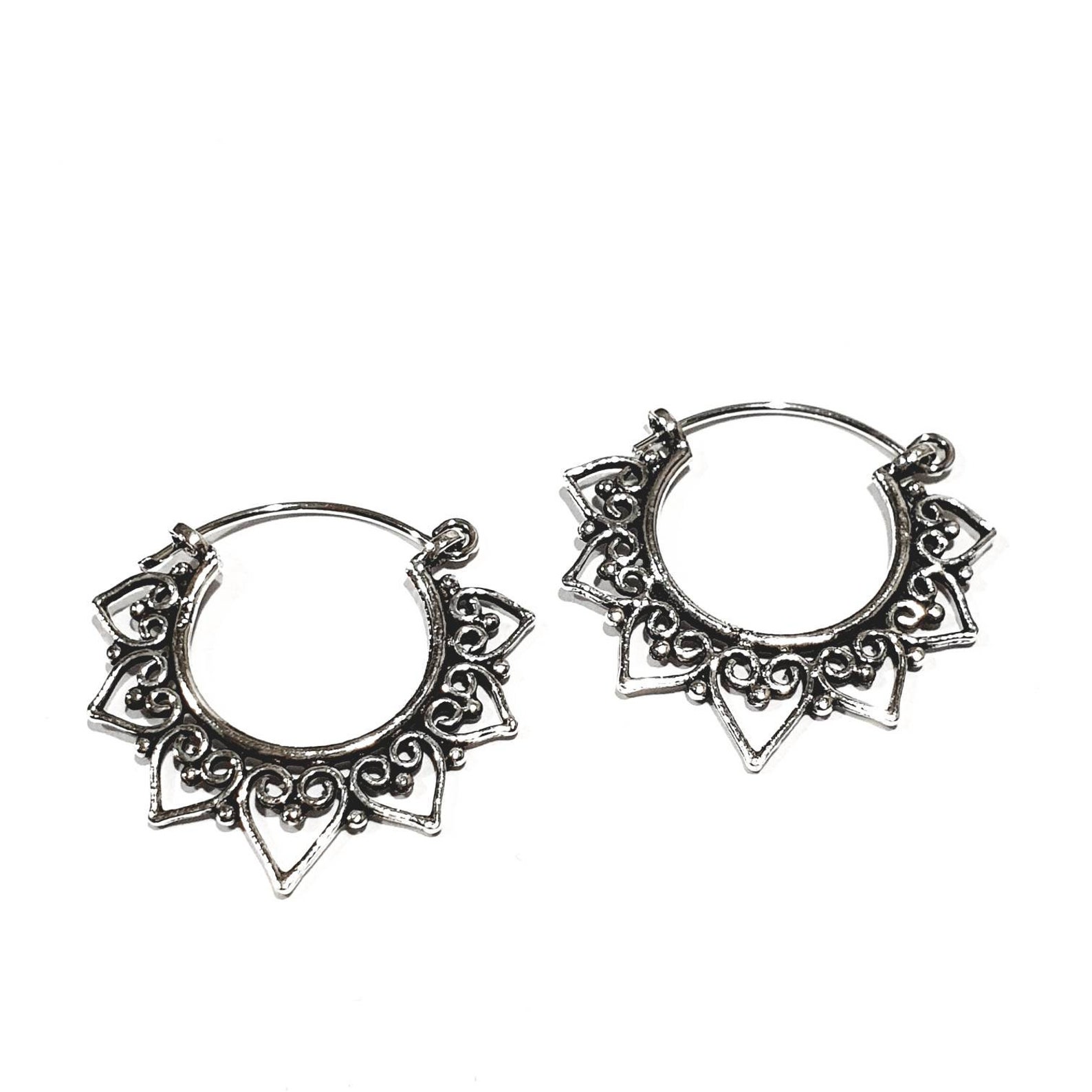 Indian Hoop Earrings Bali Hoop earrings Tribal hoop Etsy