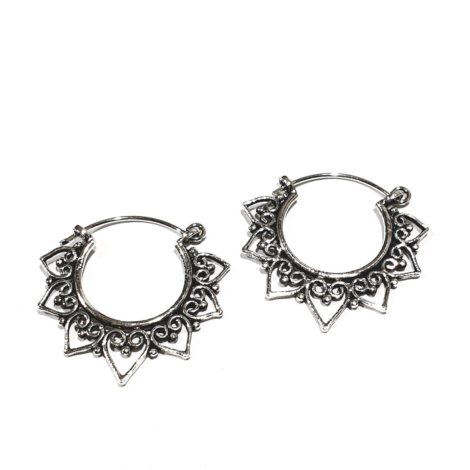 Indian Hoop Earrings Bali Hoop earrings Tribal hoop Etsy