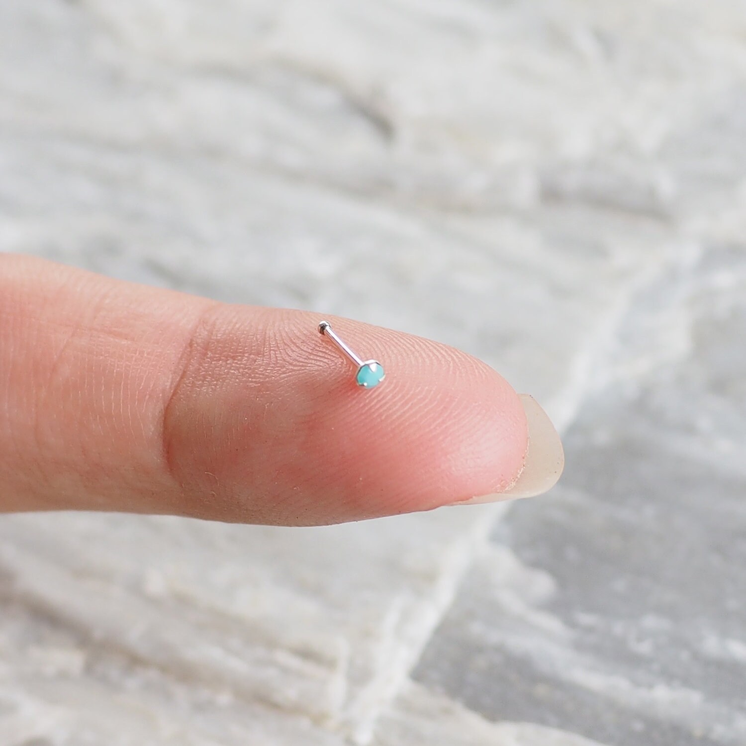 1.8 mm Turquoise Nose Bone Stud CZ nose stud Dainty Nose Etsy