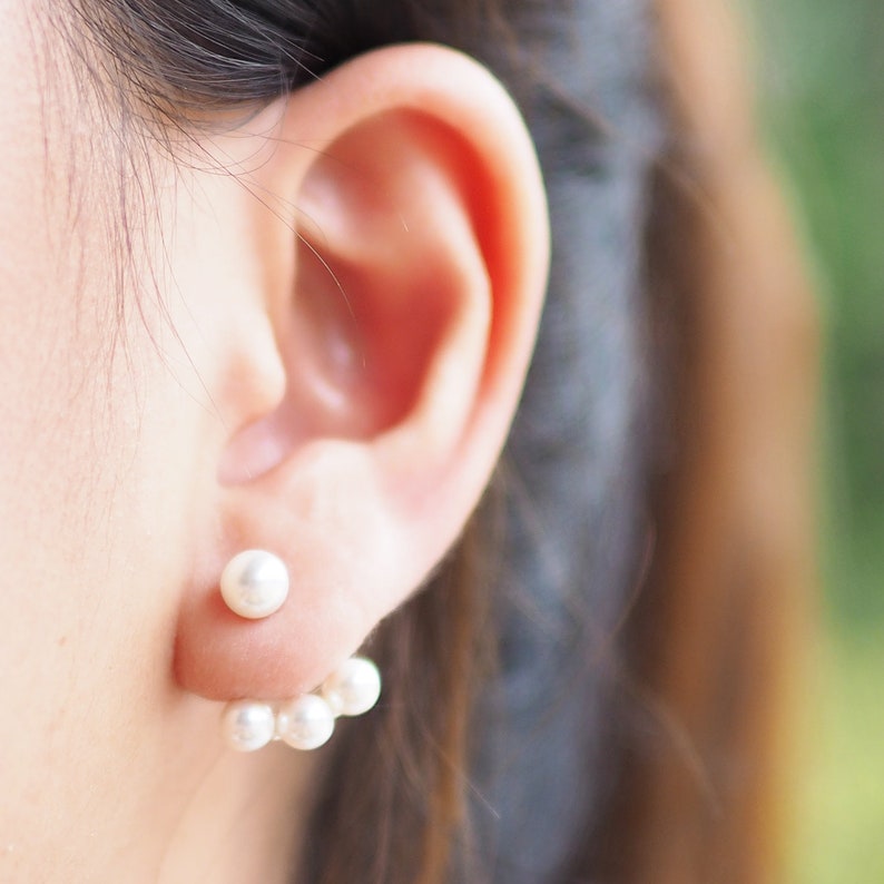 SALE Pearl Ear Jacket Pearl Stud Earrings Pearl Jewelry Etsy
