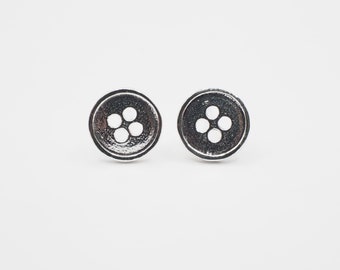 Sterling Silver 10 mm Button Earrings, Minimalist Earrings, Sewing Lover, Crafting gift / SD385