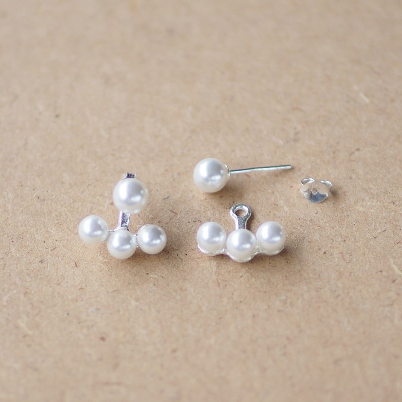 SALE Pearl Ear Jacket Pearl Stud Earrings Pearl Jewelry Etsy