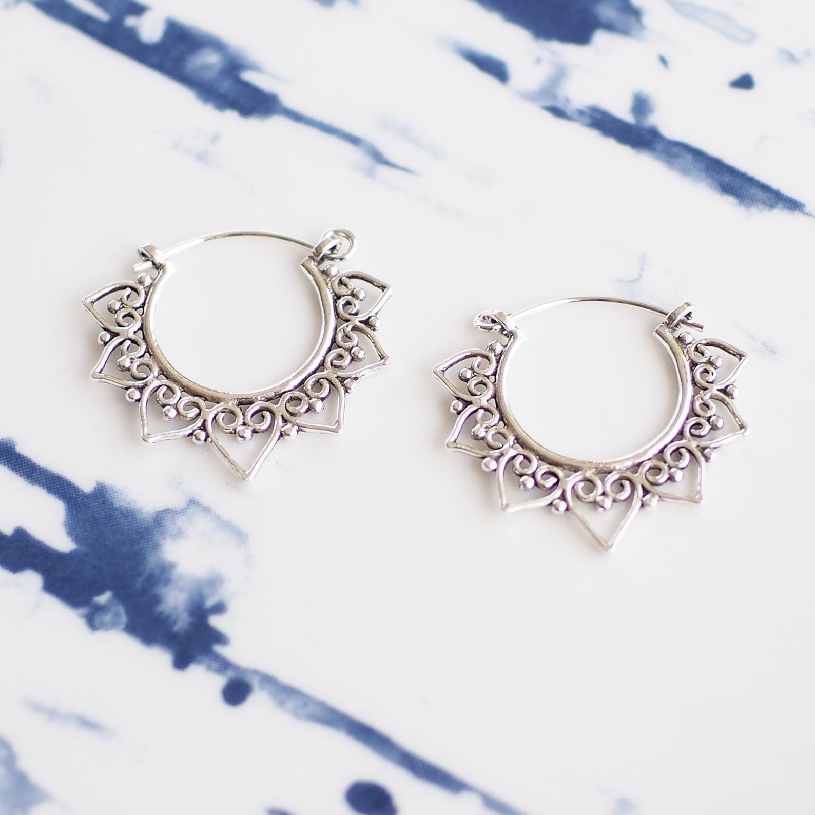 Indian Hoop Earrings Bali Hoop earrings Tribal hoop Etsy