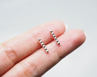 925 Silver Long Dot Bar Earrings Dainty 6 Dots earrings Minimalist Earrings Gift for her / SD339
