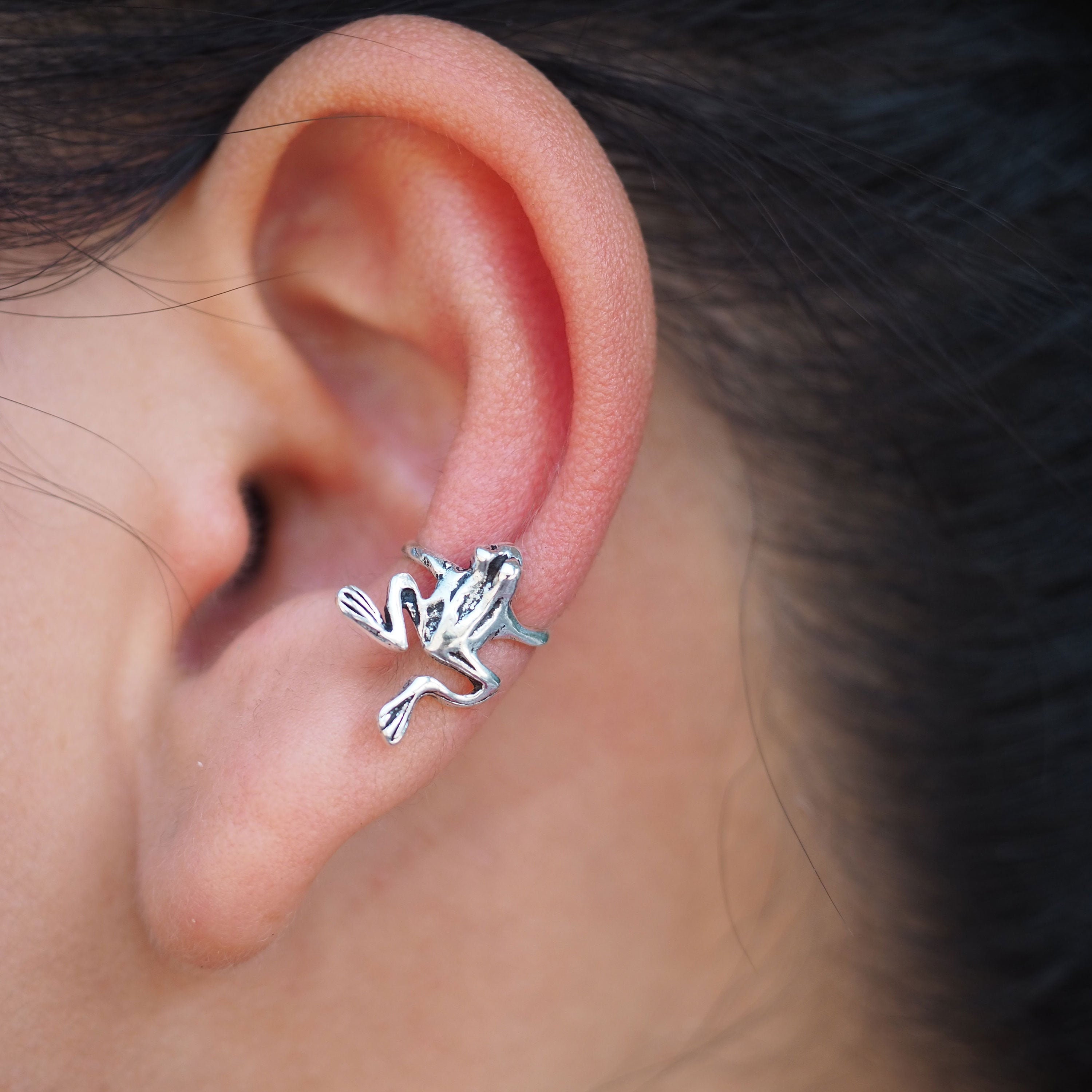 Fashion Frog Ear cuff Amphibian Earrings Sterling silver Etsy