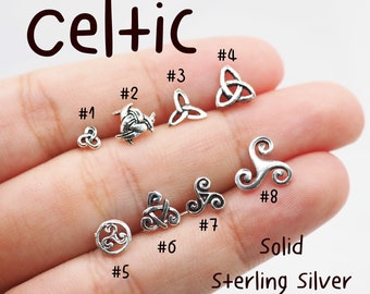 Clous d'oreilles celtiques, triskel, triangle celtique, corne d'Odin, noeud de la Trinité, triquetra, noeud celtique, boucles d'oreilles viking, boucles d'oreilles pour hommes