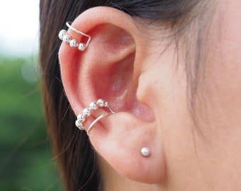 Bubbles Dot Ball Ear cuff No Pierced Ear cuff Boho ear cuff Double Line ear cuff Minimalist earrings