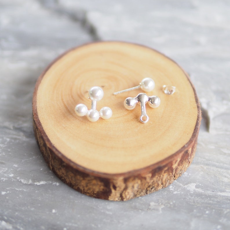 SALE Pearl Ear Jacket Pearl Stud Earrings Pearl Jewelry Etsy