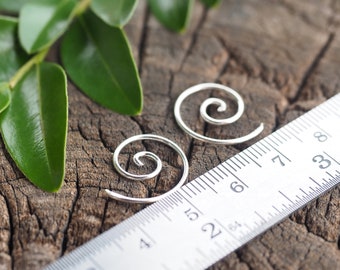 15 mm Spiral Hoop earrings, Wire Earrings, Spiral Earrings, Gauge earrings, Simple coil Jewelry / PH14
