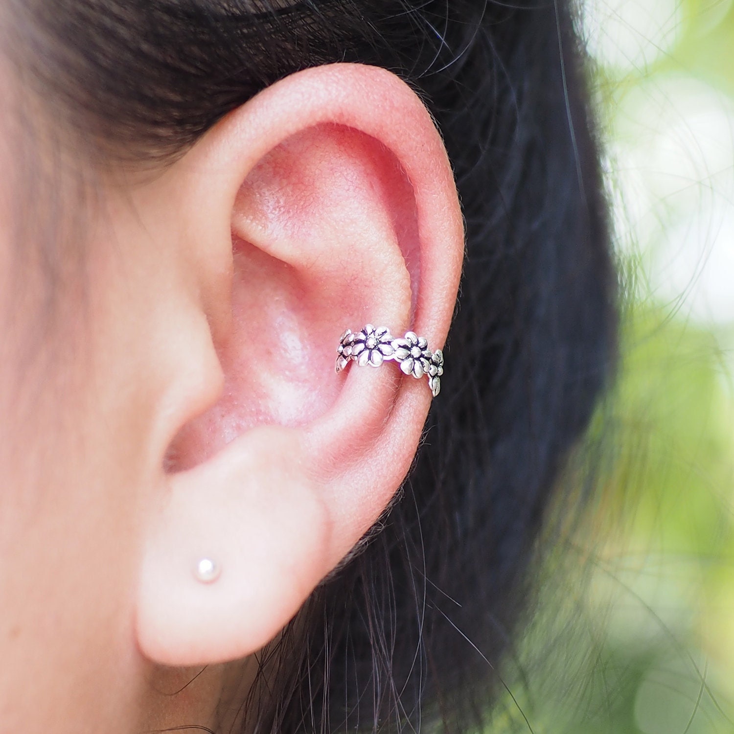 Daisy Ear Cuff Dainty Flower Ear Cuff Non Pierced Ear Cuff Etsy