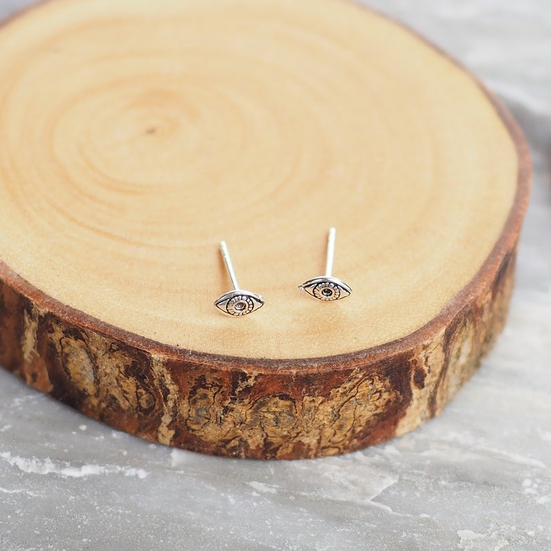 Sterling Silver Evil Eye Earrings Eye Stud Earrings Etsy