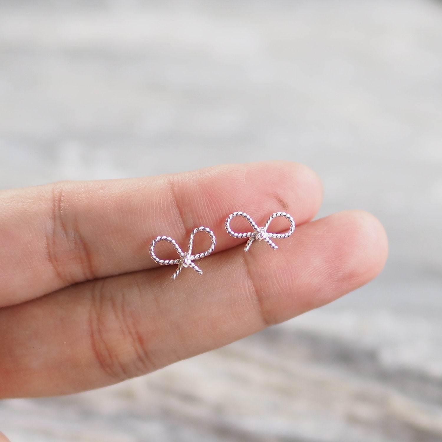 Cute Ribbon Bow stud Earrings Ribbon Jewelry Rope Bow Etsy
