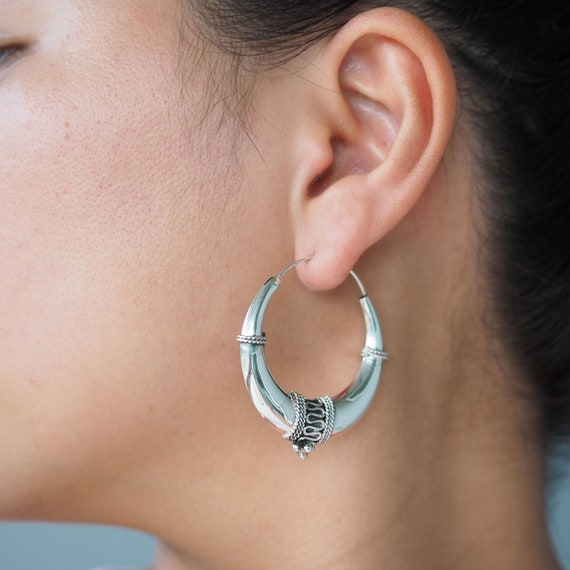 Large bali shop hoop earrings