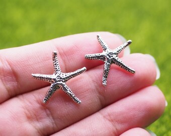 925 Sterling silver  Big Starfish Earrings, Star stud Earrings, Nautical Sea ocean Beach earrings Gift idea/ SD93