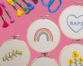 Beginner Basics Embroidery Kit with Digital PDF & Video Stitch Tutorials