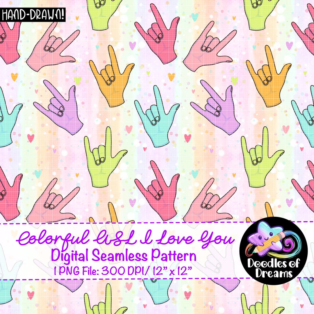 Asl Background Pattern Colorful ASL I Love You Seamless Background - Etsy