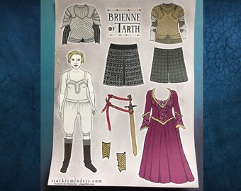 Brienne of Tarth Dress Up Sticker Sheet - Restickable Stickers - Game of Thrones
