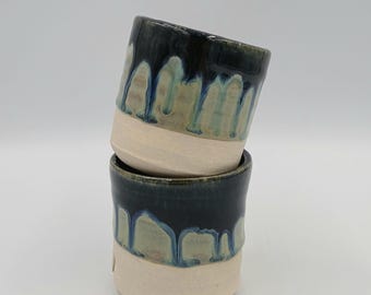 Greek Ceramics - Handmade Ceramic Espresso Cups: Unique Stoneware Demitasse 3.5 oz - 100 ml