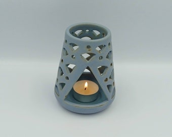 Greek Ceramics - Handmade Ceramic Tealight Lantern: Light Blue Candle Holder