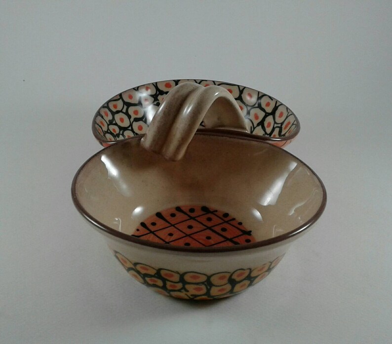 Double Side Bowl Ceramic Pistachio Bowl Handmade Ceramic Two-in-One Bowl