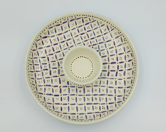 Einzigartige handgefertigte Keramik-Chips- und Dip-Schale - Keramik-Doppelschale - Keramik-Snack- und Dip-Schale