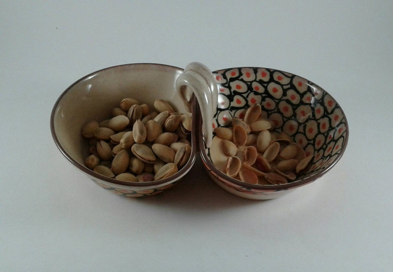 Double Side Bowl Ceramic Pistachio Bowl Handmade Ceramic Two-in-One Bowl