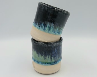 Greek Ceramics - Handmade Ceramic Espresso Cups: Unique Stoneware Demitasse 4 oz - 120 ml
