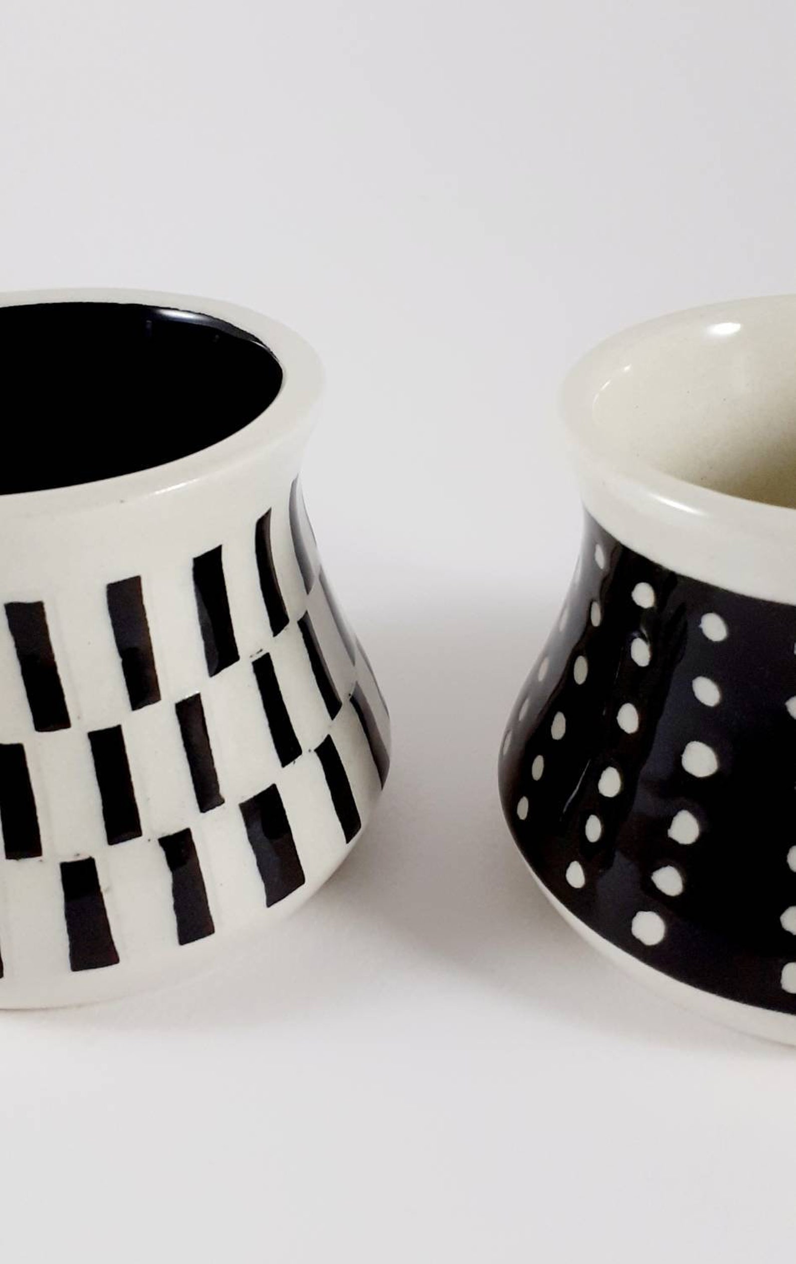 Handmade Ceramic Espresso Cups 4 oz 120 ml Black and White Etsy