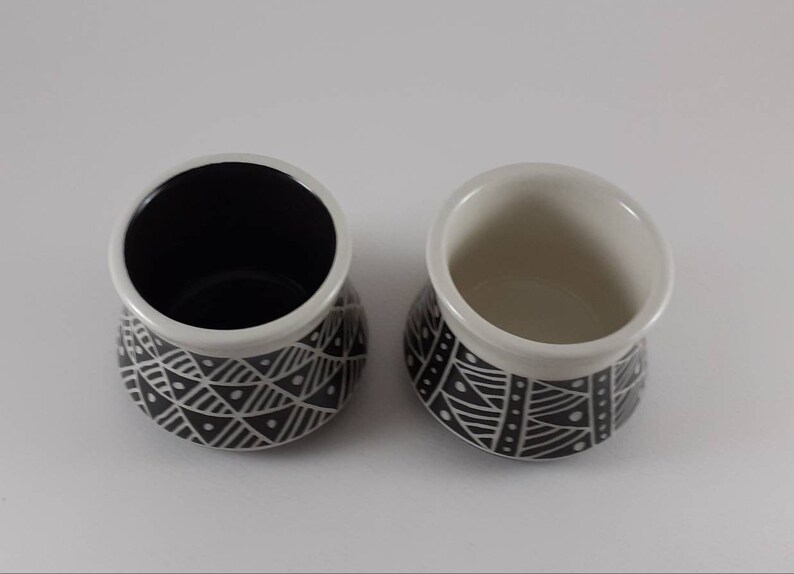 Handmade Ceramic Espresso Cups 4 oz 120 ml Black and White Etsy