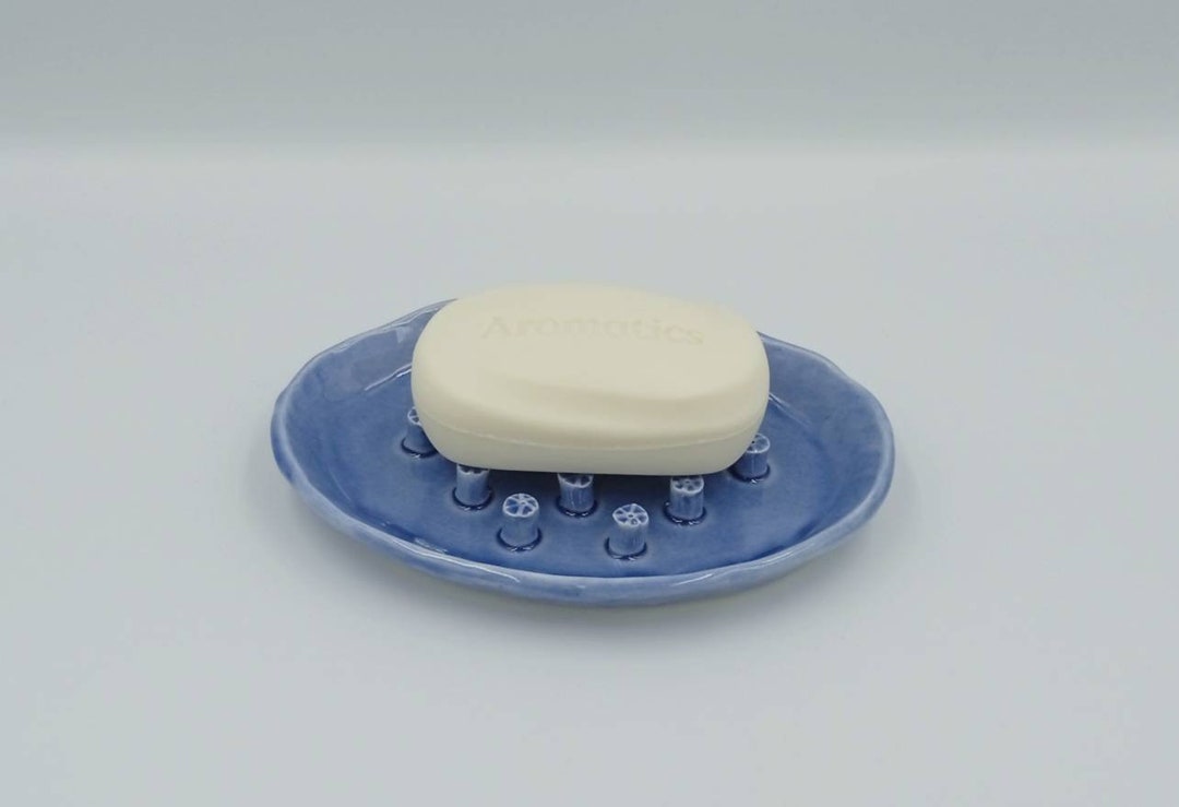 Unique Handmade Ceramic Draining Soap Dish Blue Ceramic Soap Dish Etsy