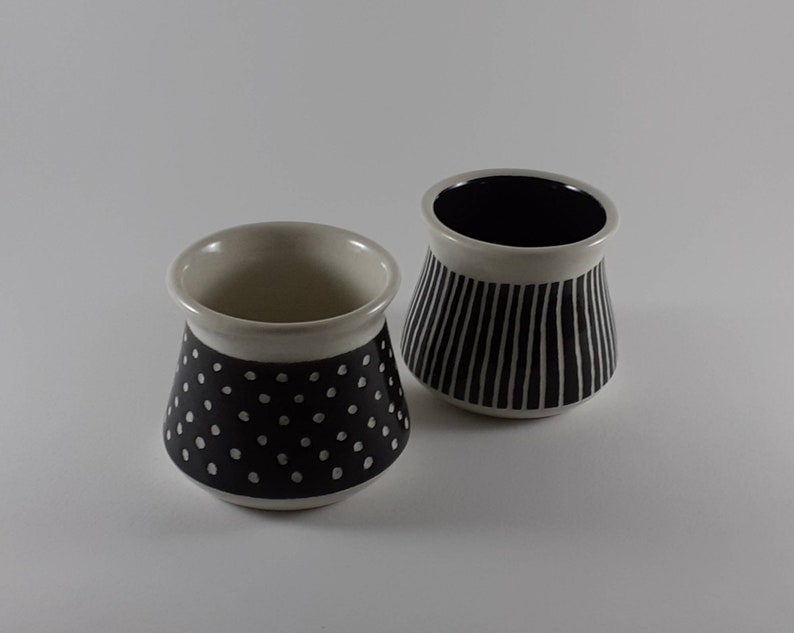 Handmade Ceramic Espresso Cups 4 oz 120 ml Black and White Etsy