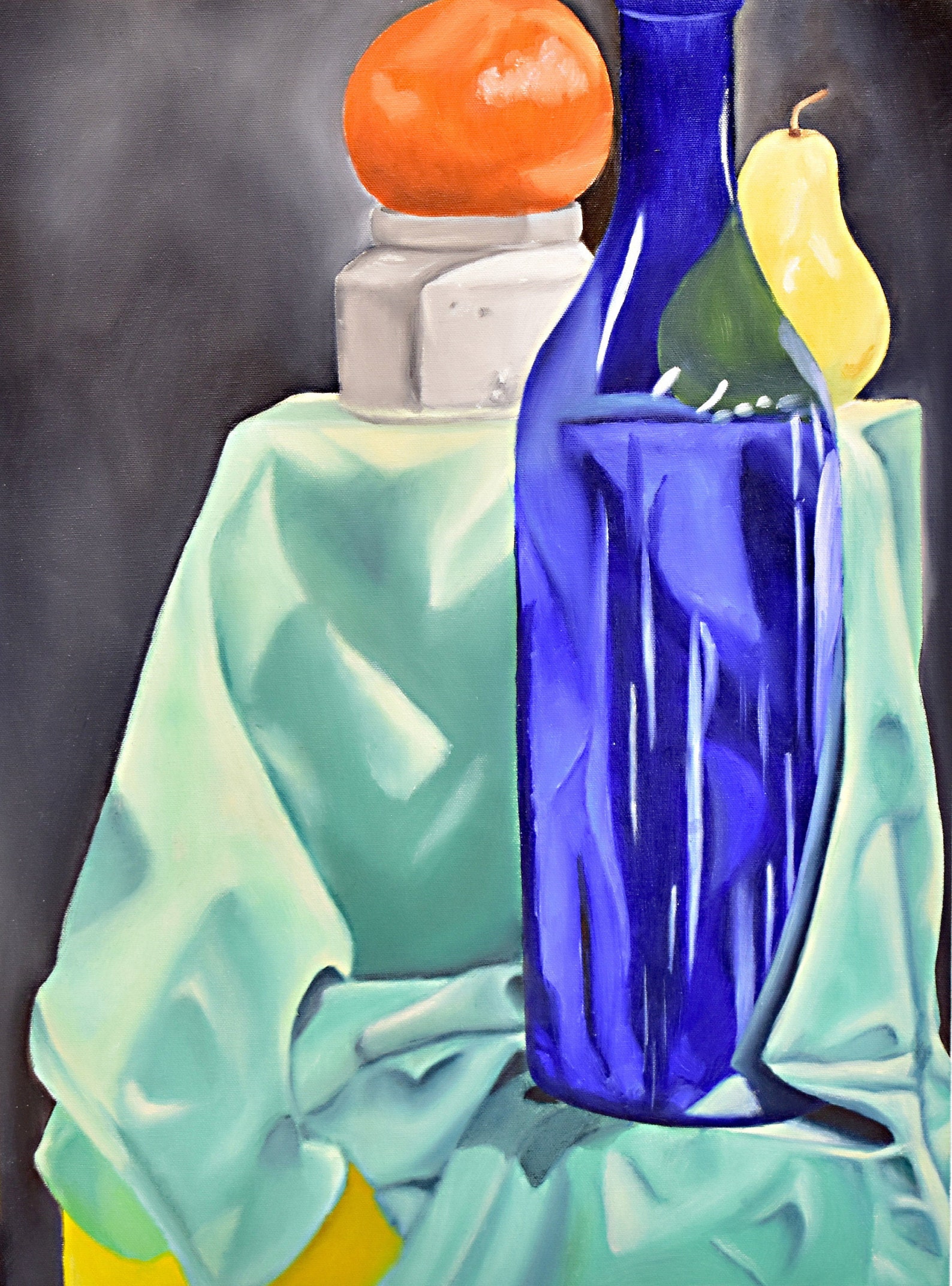 Blue Bottle 18x24 Unstretched Oil Painting Still Life Etsy