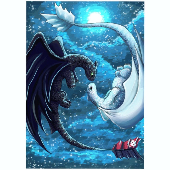 Yin and Yang How To Train Your Dragon Print Etsy
