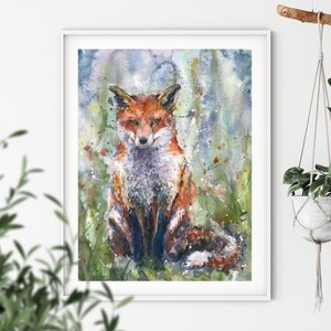 FOX PAINTING-Watercolour print-Naomi Neale art-gift for her-Christmas present for him-British wildlife-Large wall art