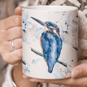 KINGFISHER MUG-gifts for him birthday-bird mug UK-British Art Mug-Birthday gift Mum Dad--Gift for Nanna -Animal lover-Naomi Neale