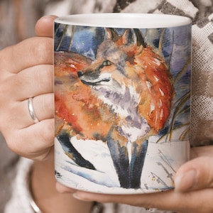 FOX MUG-fox design cup-wildlife mug-Fox British Art Mug-Birthday gift Mum Dad-gift her-Christmas Nanna -Animal lover-Naomi Neale