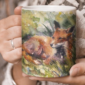 FOX MUG-fox design cup-wildlife mug-Fox British Art Mug-Birthday gift Mum Dad-gift him-Christmas Nanna Animal lover-Naomi Neale image 1