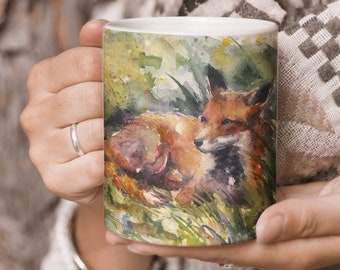 FOX MUG-fox design cup-wildlife mug-Fox British Art Mug-Birthday gift Mum Dad-gift him-Christmas Nanna -Animal lover-Naomi Neale
