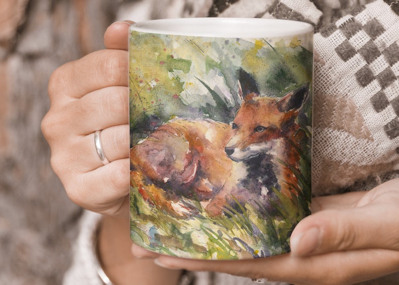 FOX MUG-fox design cup-wildlife mug-Fox British Art Mug-Birthday gift Mum Dad-gift him-Christmas Nanna Animal lover-Naomi Neale image 1